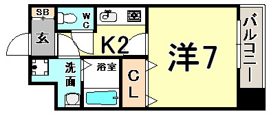 プレサンス三宮花時計前の間取り