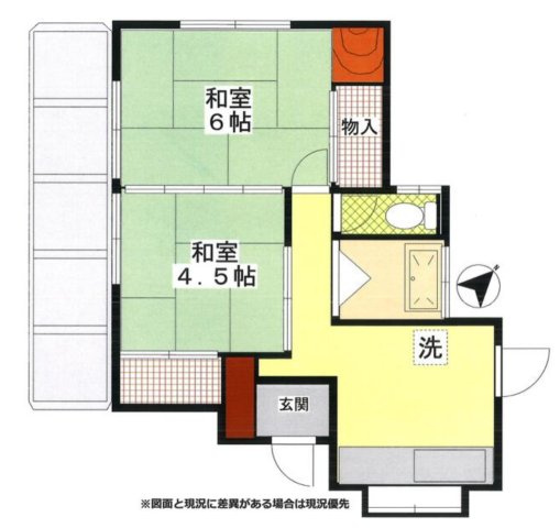 【間取り】 | 藤沢市辻堂元町（平屋2K貸家）