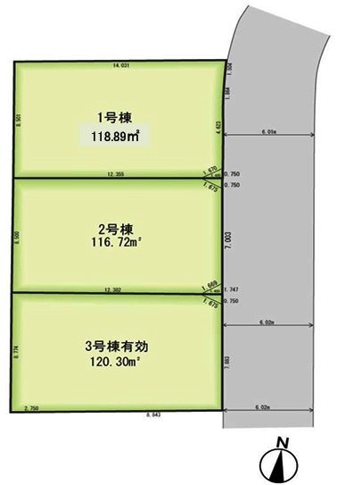 川越市霞ケ関東3丁目　建築条件なし売地　東武東上線『霞ヶ関駅』徒歩8分　【霞ヶ関東小学区】の区画図