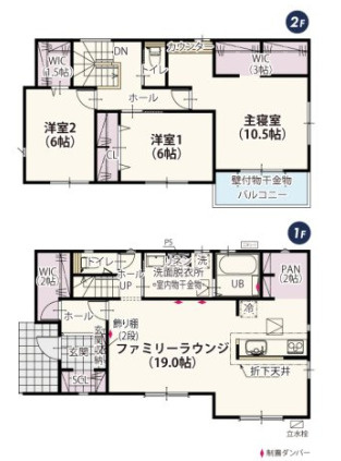 高崎市吉井町吉井第１期（全4棟）3号棟の間取り