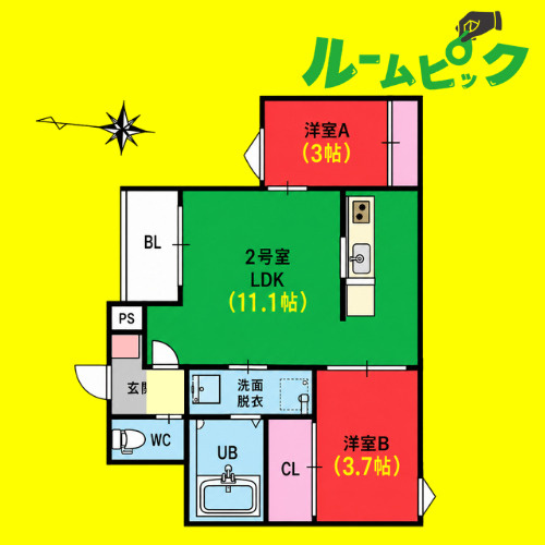 REGALEST WOOD TERRACE JOSHIN　名古屋市賃貸　仲介手数料無料の間取り