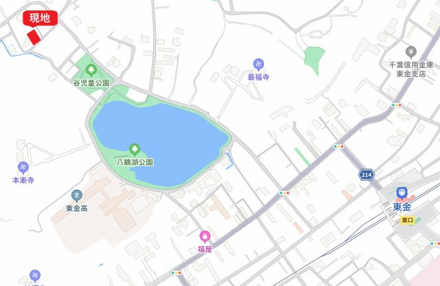 【八鶴湖隣接】東金市東金新築戸建の地図