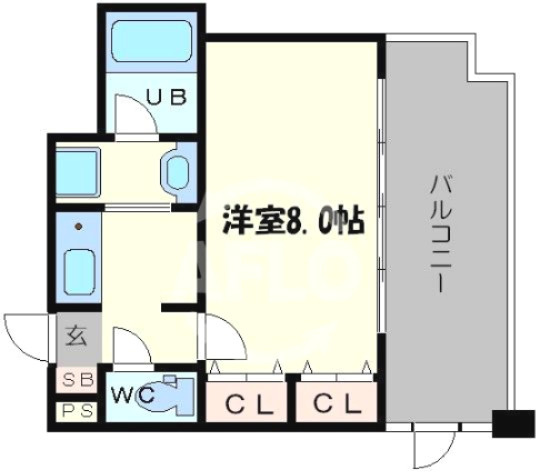 コスモリード谷町六丁目の間取り|ドゥーエ谷町　壁一面クローゼット