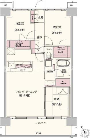 クレストフォルム柏サウスウイングの間取り