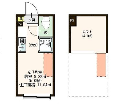 板橋区仲町のアパートの間取り