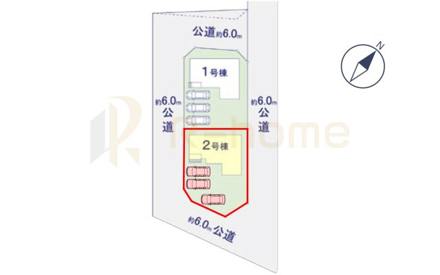 土浦市高岡2期　新築戸建て　2号棟の区画図|大きなお買い物だからこそ、メリット・デメリットを伝えさせて頂きます。
R-homeにお任せください♪