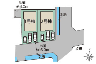 仲介手数料不要　ブルーミングガーデン東区下江津2丁目【画図小・湖東中】の区画図
