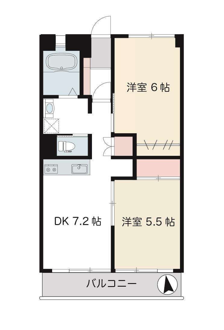 桑川町住宅１号棟　408号室の間取り