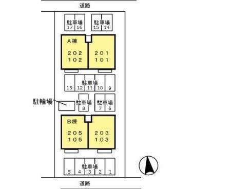 セジュールすみれ　B棟の区画図