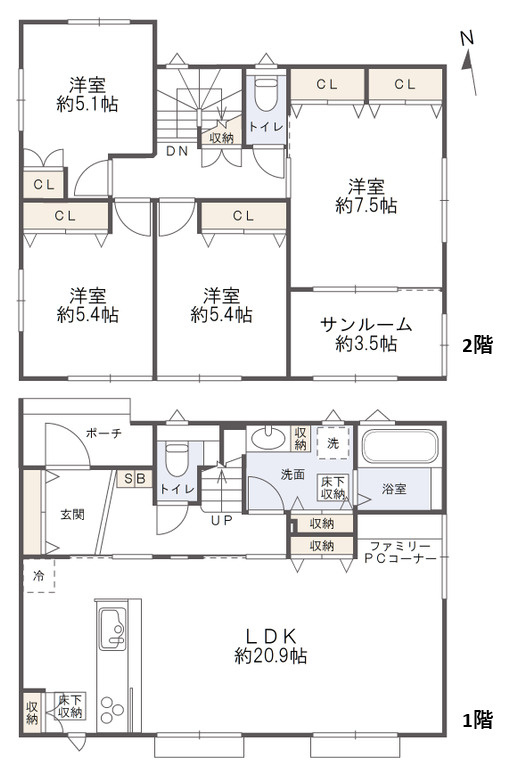 カーサ・ヴェルディ新築戸建て亀山４丁目No.8B-1のその他|現地は２区画ございます。対象間取はNo.8B-2：２９９８万円（税込）物件の間取です。４LDKの間取です。