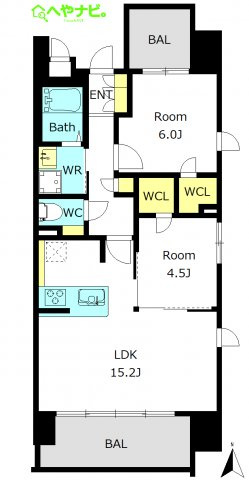 【間取り】 | S-RESIDENCE茶屋ヶ坂East | ★広々2LDK
