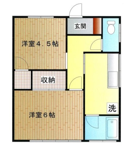 【間取り】 | 藤沢市羽鳥2丁目（平屋2K貸家）