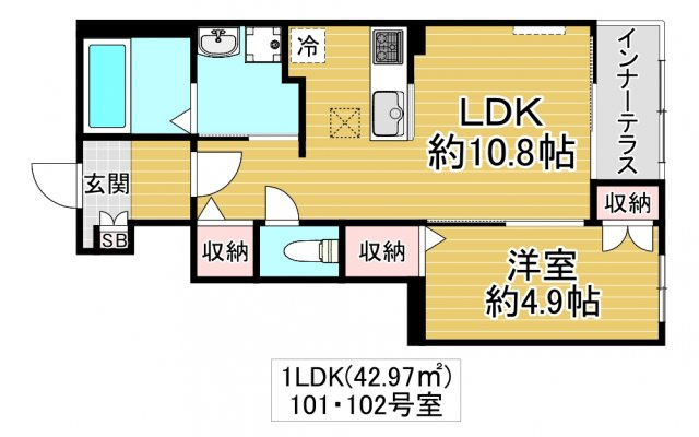 東大阪市稲田新町２丁目のアパートの間取り