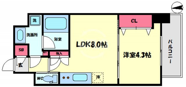 松ヶ枝町プライマリーワンの間取り|松ヶ枝町プライマリーワン　開放感のある間取り