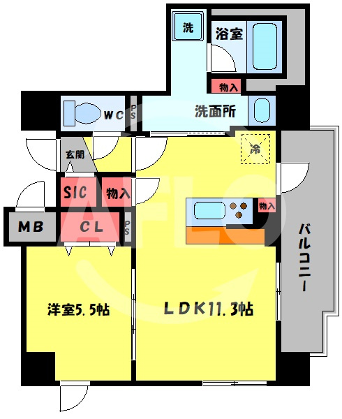 SKYレジデンス大阪梅田の間取り|SKYレジデンス大阪梅田　開放感のある間取り