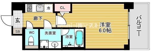 大阪市浪速区桜川２丁目の賃貸マンションの間取り