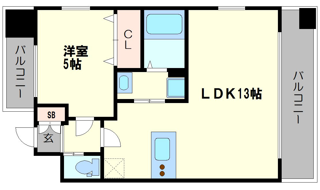 大阪市浪速区塩草１丁目の賃貸マンションの間取り