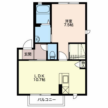 【間取り】 | メルヴェーユ西沢Ｂ