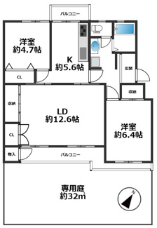 【間取り】 | 須磨一ノ谷グリーンハイツF棟