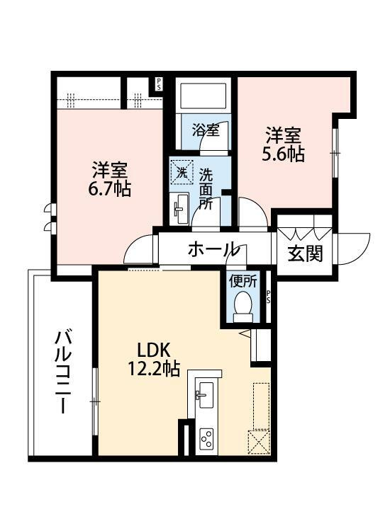 西宮市大井手町の賃貸マンションの間取り