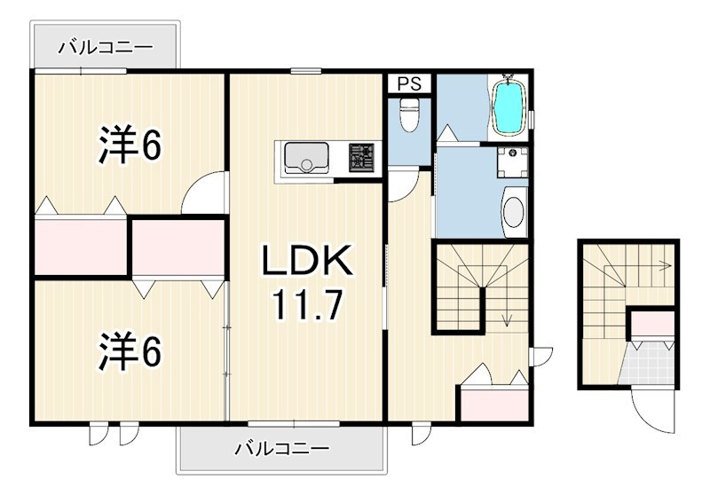 西宮市上ケ原六番町の賃貸マンションの間取り