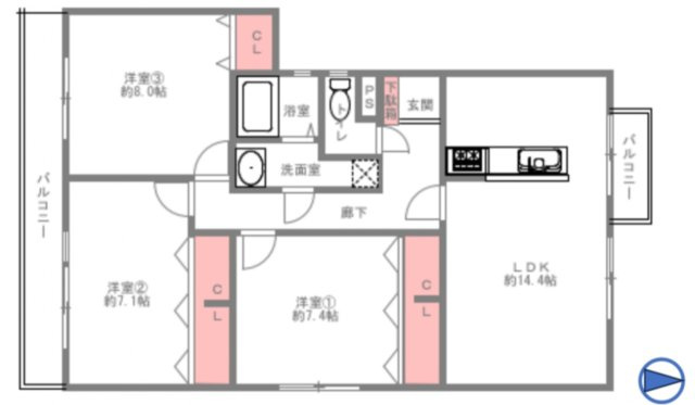 新檜尾台第2次住宅1号棟　3階の間取り|R8年10月全面リフォーム完成予定！3階！南向きバルコニー！
