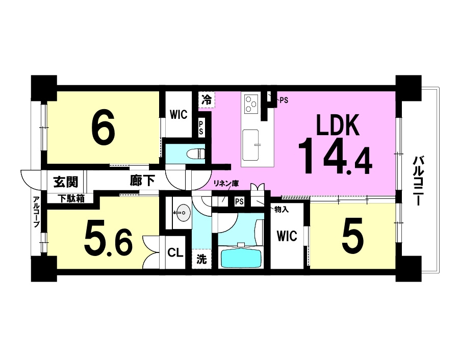 ノブレス浜松早出の間取り|使い勝手の良い3LDKです。