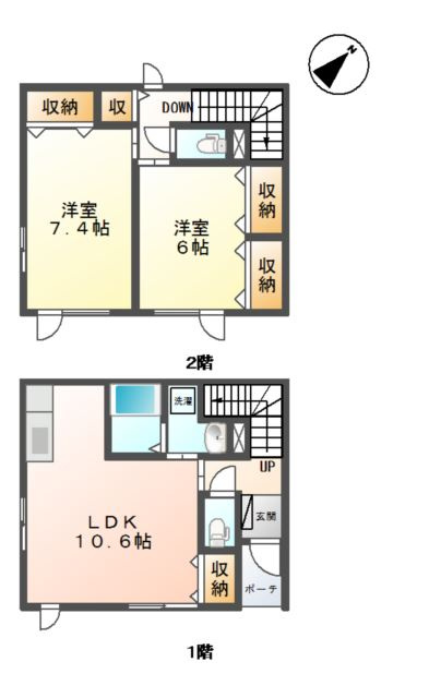 札幌市北区西茨戸四条２丁目のアパートの間取り