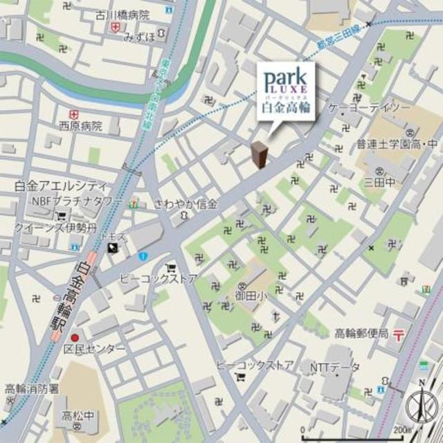 パークリュクス白金高輪の地図
