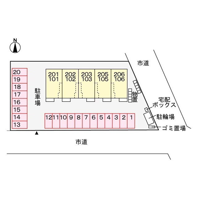 本巣市政田のアパートの駐車場