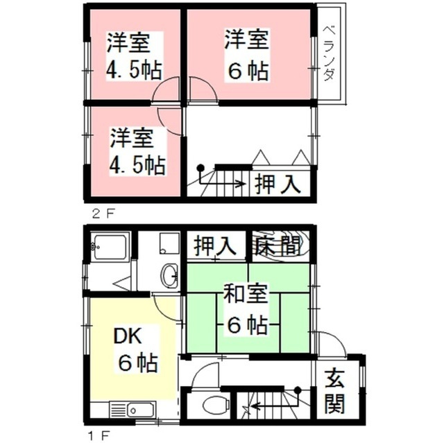 甥田町稲垣貸家の間取り