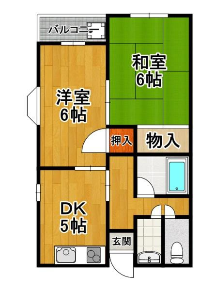 デイルーチェ鶴町の間取り|★広々2DK★