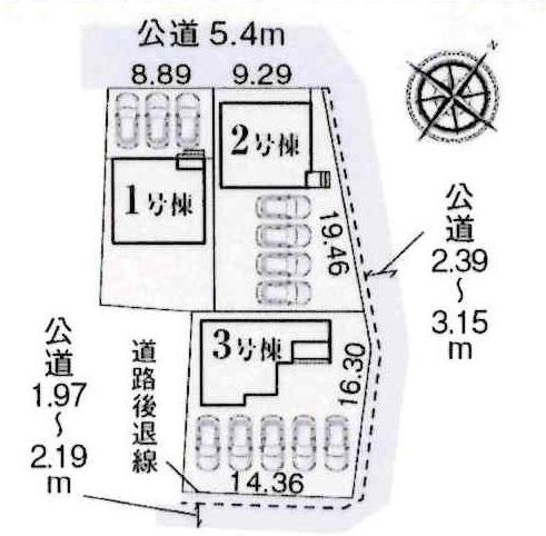 豊川市御津町第2期　全3棟・1号棟の区画図