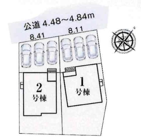 豊田市荒井町第2　全2棟・1号棟の区画図