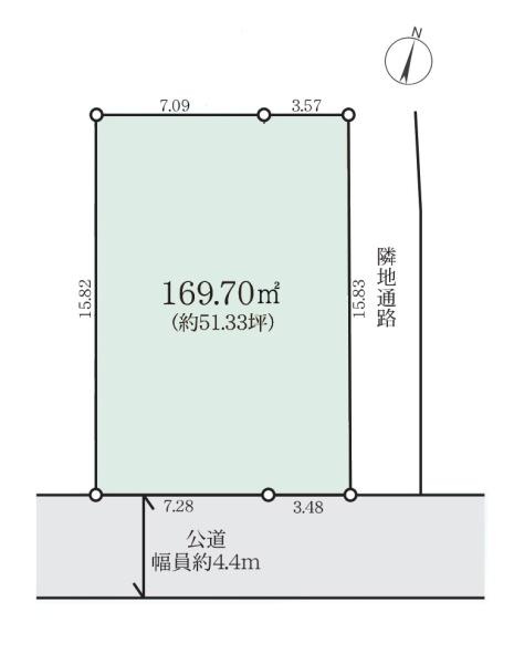 横浜市青葉区市ケ尾町の売地の土地図