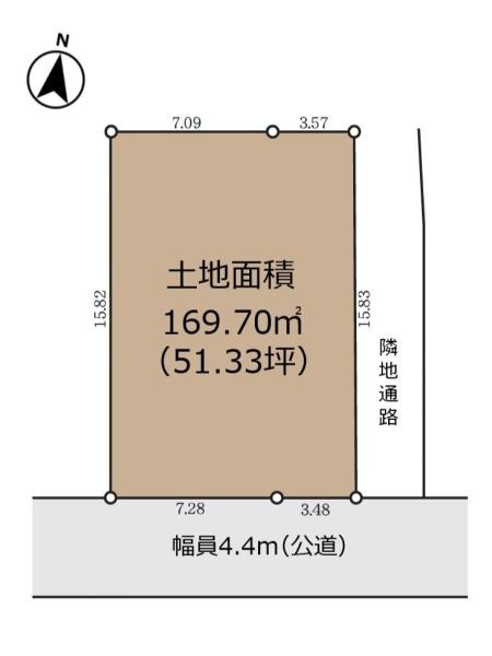 横浜市青葉区市ケ尾町の売地の土地図