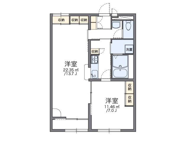 レオパレスル　シェルＢの間取り|代表的な間取のため実際の間取とは異なる場合があります