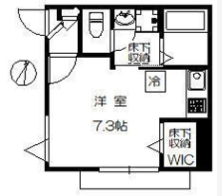 Grace Residence（グレイスレジデンスの間取り|間取り　南西角部屋2面採光の1R洋室7.3帖バストイレ別独立洗面台！
