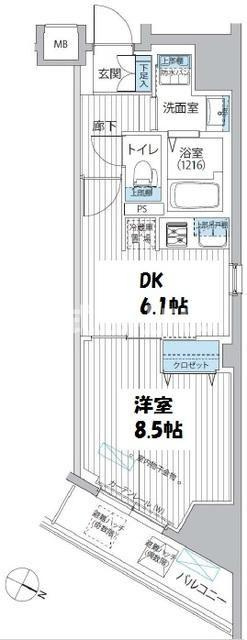 千代田区五番町の賃貸マンションの間取り