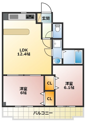 【間取り】 | ファミリーにおすすめの2ＬDKのお部屋！