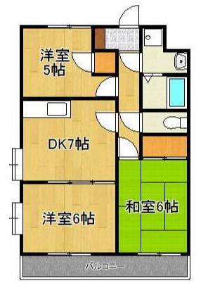 【間取り】 | サンヒルズ白百合B | 角部屋！