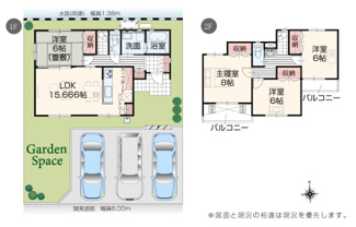 【間取り】 | 岐阜市東鶉5丁目新築建売全5棟！お車並列3台可能！南道路で日当り良好♪全棟オール電化住宅！ | 岐阜市東鶉5丁目新築建売全5棟！お車並列3台可能！南道路で日当り良好♪全棟オール電化住宅！