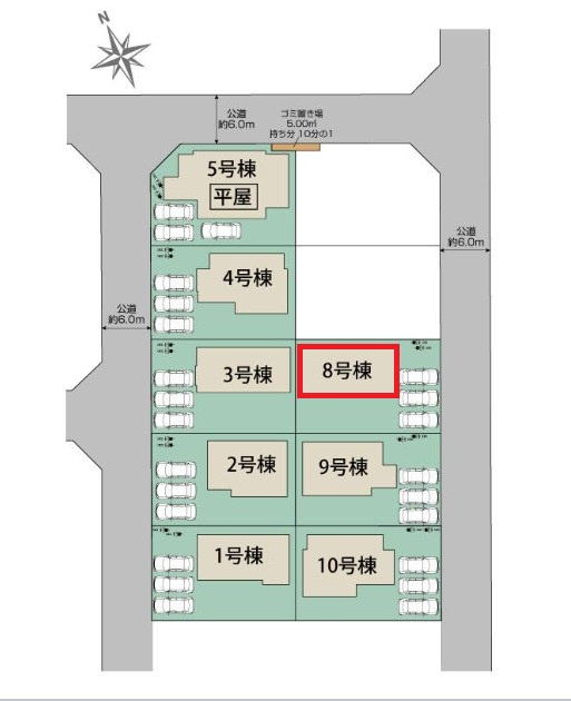 ブルーミングガーデン宇都宮市下岡本町ネオユニバースの区画図|【全10棟】各号棟の詳細については、お気軽にお問い合わせください♪