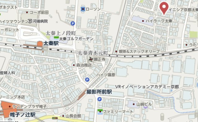 京都市右京区太秦蜂岡町　建築条件付き土地の地図