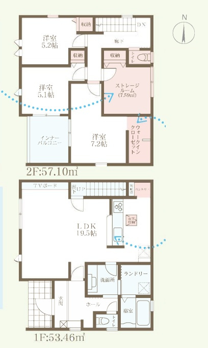 寝屋川市萱島東　第7期　新築一戸建ての間取り|1号地