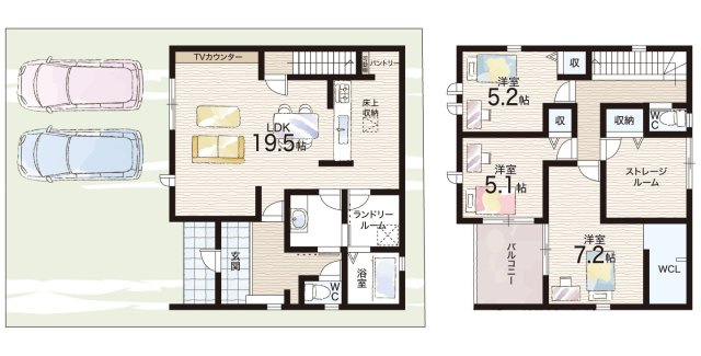 寝屋川市萱島東　第7期　新築一戸建ての間取り|1号地