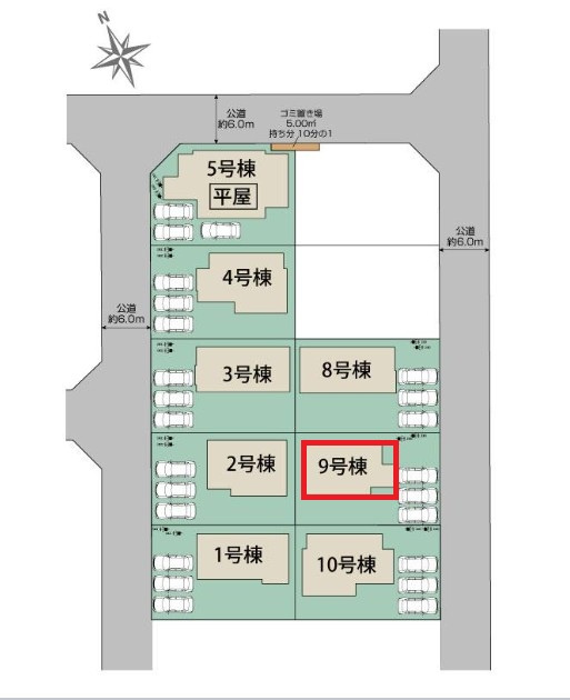 ブルーミングガーデン宇都宮市下岡本町ネオユニバースの区画図|【全10棟】各号棟の詳細については、お気軽にお問い合わせください♪
