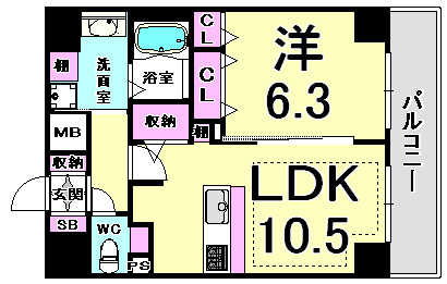 プレサンス三宮エレガンシアの間取り