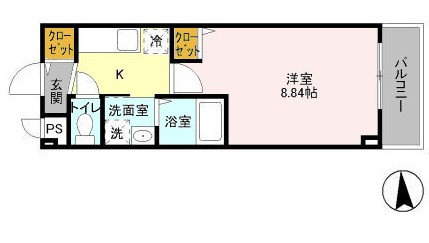 【間取り】 | ベルレジデンス | オートロック付き！使いやすい1Kの間取り！