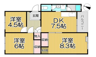 【間取り】 | 東園田団地２号棟 | 全居室が洋室でお掃除も楽な３DKの間取りです♪お二人様からファミリー様まで幅広くおすすめです！！